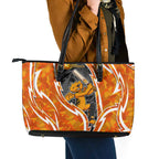 Perth Scorchers Leather Tote Bag Flaming Lightning Storm Geometric Sports Mascot Art