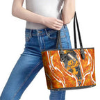 Perth Scorchers Leather Tote Bag Flaming Lightning Storm Geometric Sports Mascot Art