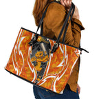 Perth Scorchers Leather Tote Bag Flaming Lightning Storm Geometric Sports Mascot Art