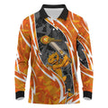 Perth Scorchers Long Sleeve Polo Shirt Flaming Lightning Storm Geometric Sports Mascot Art