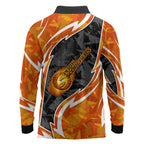 Perth Scorchers Long Sleeve Polo Shirt Flaming Lightning Storm Geometric Sports Mascot Art