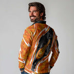 Perth Scorchers Long Sleeve Polo Shirt Flaming Lightning Storm Geometric Sports Mascot Art