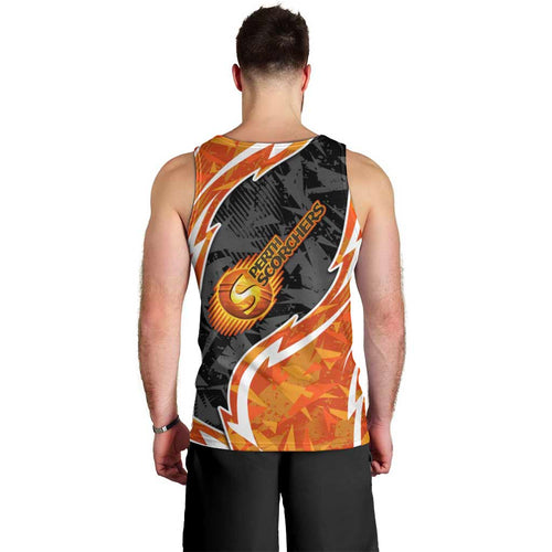 Perth Scorchers Men Tank Top Flaming Lightning Storm Geometric Sports Mascot Art