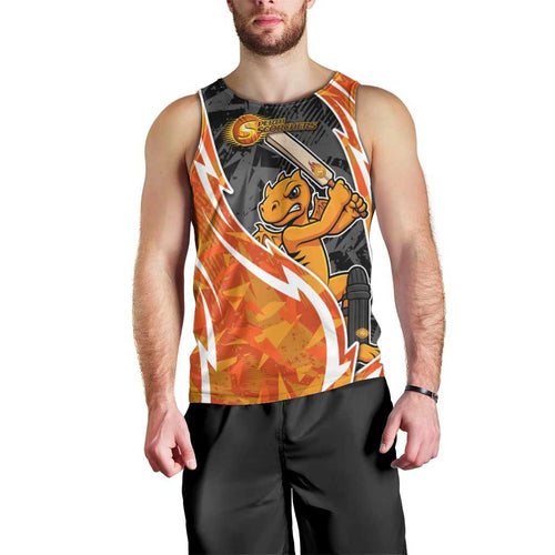 Perth Scorchers Men Tank Top Flaming Lightning Storm Geometric Sports Mascot Art