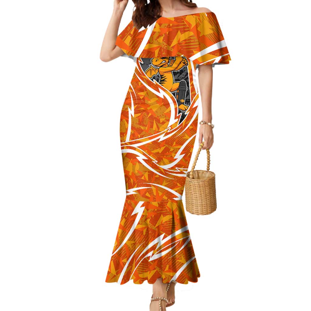 Perth Scorchers Mermaid Dress Flaming Lightning Storm Geometric Sports Mascot Art