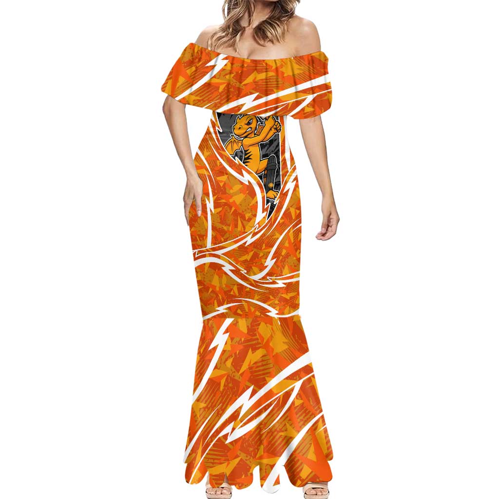 Perth Scorchers Mermaid Dress Flaming Lightning Storm Geometric Sports Mascot Art