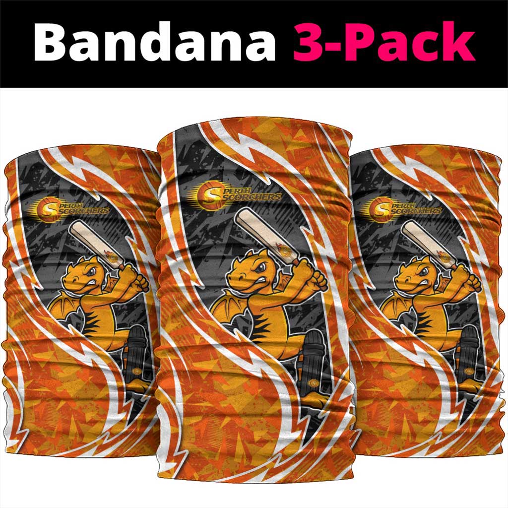 Perth Scorchers Neck Gaiter Flaming Lightning Storm Geometric Sports Mascot Art