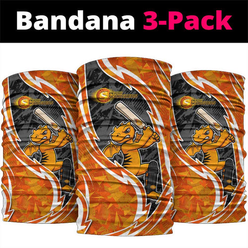 Perth Scorchers Neck Gaiter Flaming Lightning Storm Geometric Sports Mascot Art