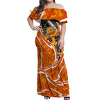 Perth Scorchers Off Shoulder Maxi Dress Flaming Lightning Storm Geometric Sports Mascot Art