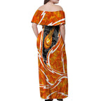 Perth Scorchers Off Shoulder Maxi Dress Flaming Lightning Storm Geometric Sports Mascot Art