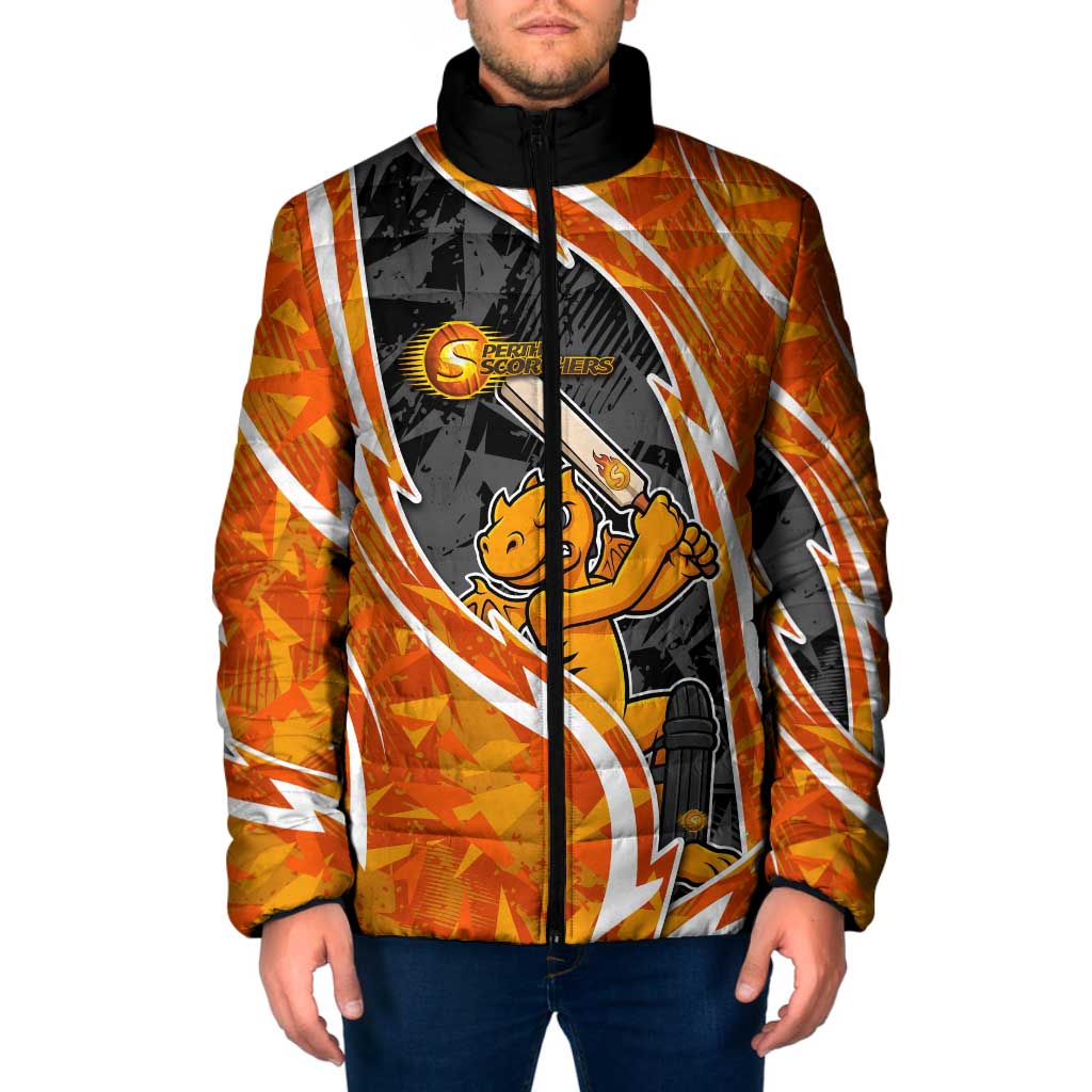 Perth Scorchers Padded Jacket Flaming Lightning Storm Geometric Sports Mascot Art