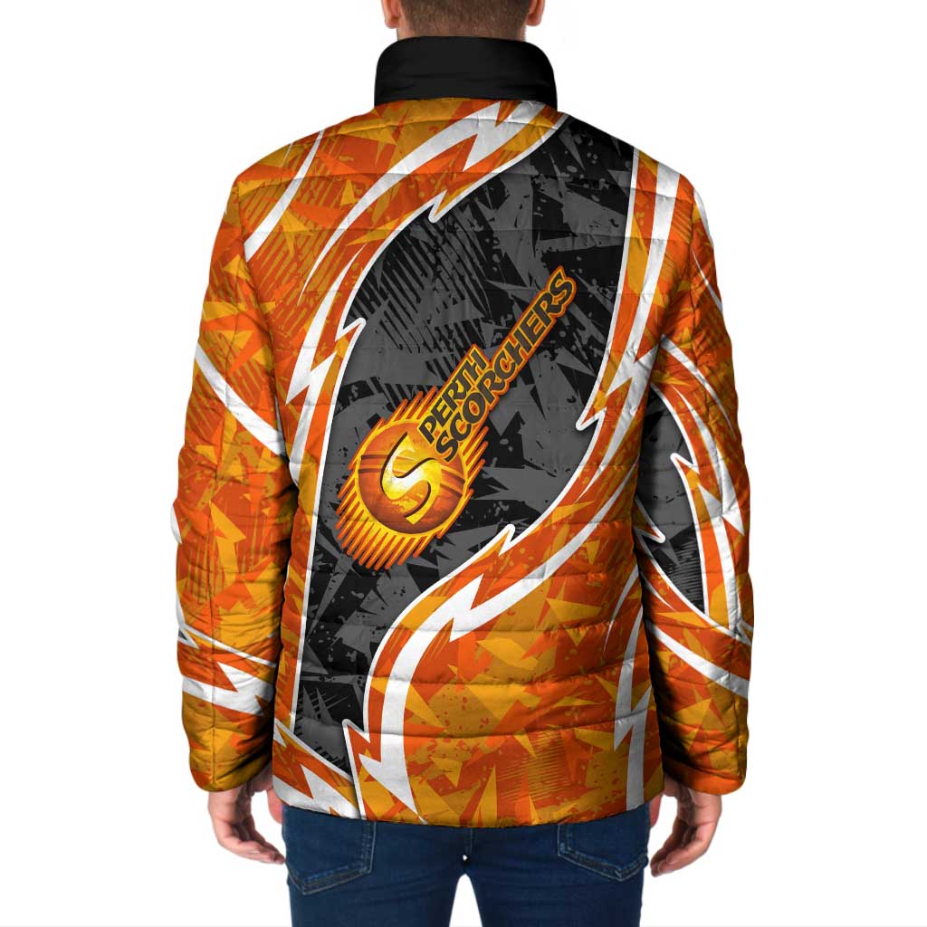 Perth Scorchers Padded Jacket Flaming Lightning Storm Geometric Sports Mascot Art