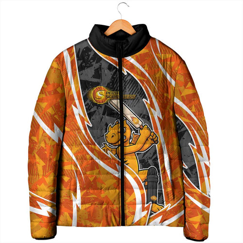 Perth Scorchers Padded Jacket Flaming Lightning Storm Geometric Sports Mascot Art