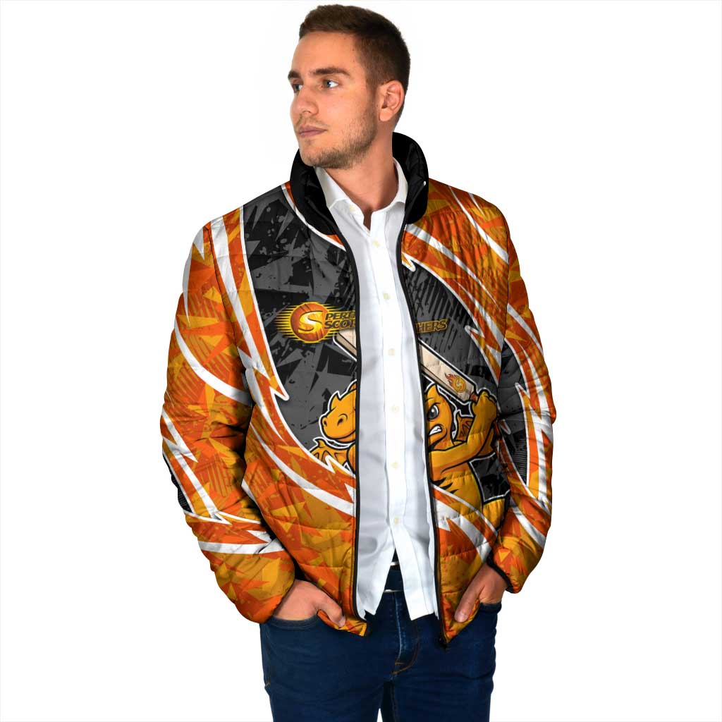 Perth Scorchers Padded Jacket Flaming Lightning Storm Geometric Sports Mascot Art