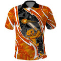 Perth Scorchers Polo Shirt Flaming Lightning Storm Geometric Sports Mascot Art