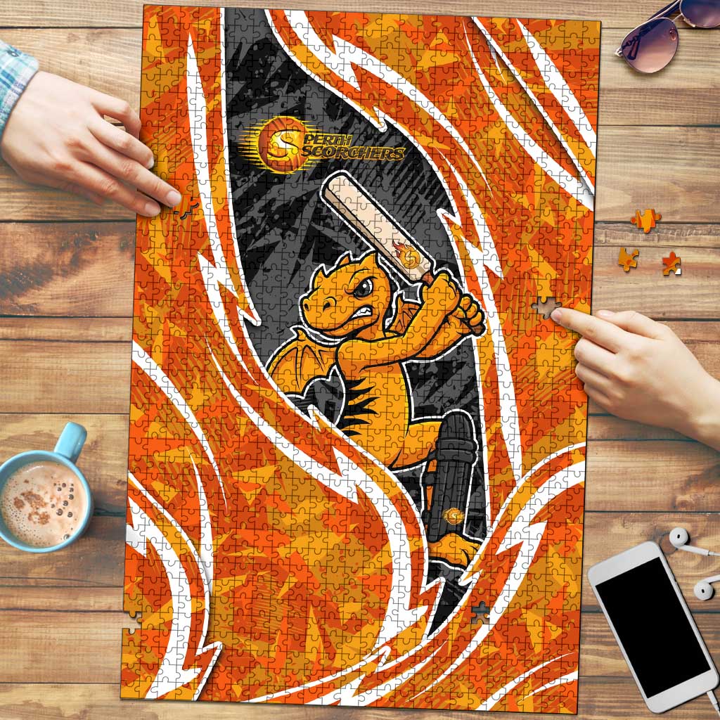 Perth Scorchers Puzzle Flaming Lightning Storm Geometric Sports Mascot Art