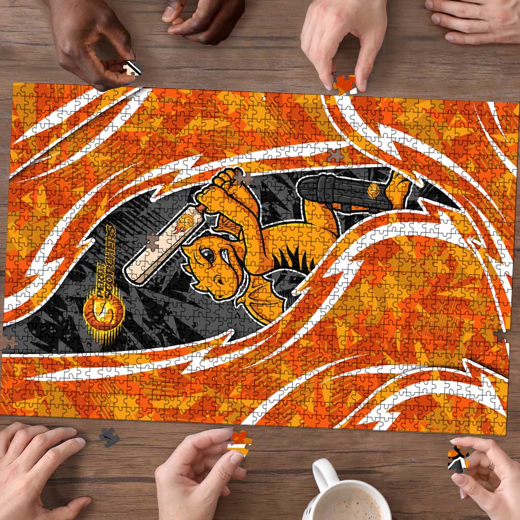Perth Scorchers Puzzle Flaming Lightning Storm Geometric Sports Mascot Art