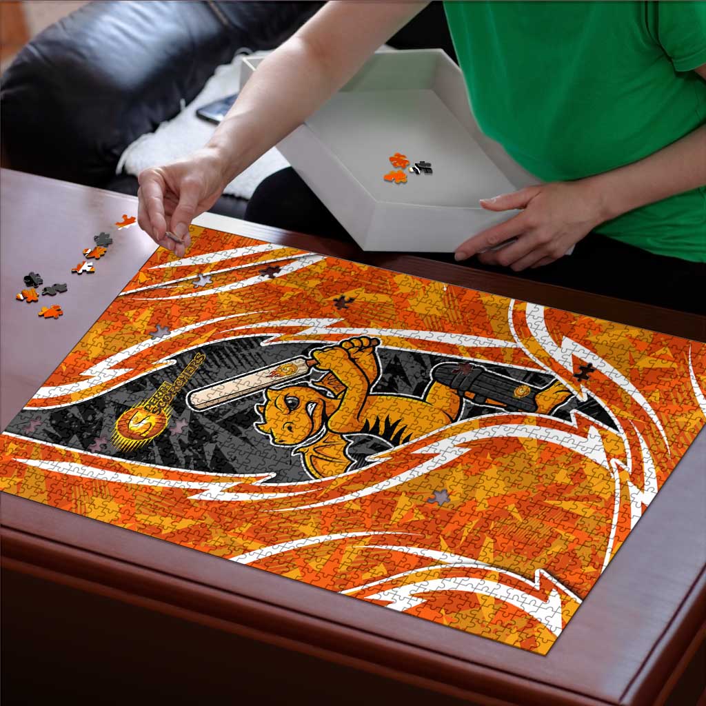 Perth Scorchers Puzzle Flaming Lightning Storm Geometric Sports Mascot Art