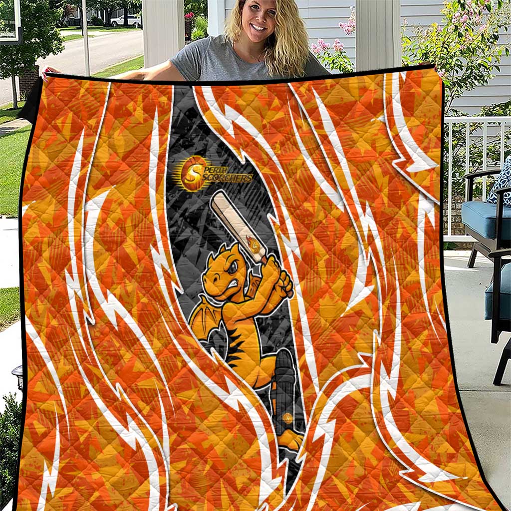Perth Scorchers Quilt Flaming Lightning Storm Geometric Sports Mascot Art
