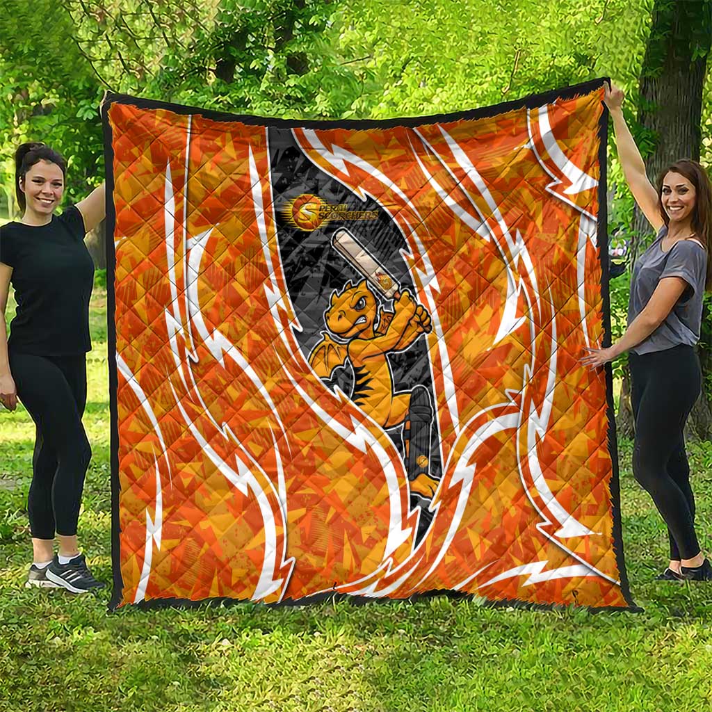 Perth Scorchers Quilt Flaming Lightning Storm Geometric Sports Mascot Art
