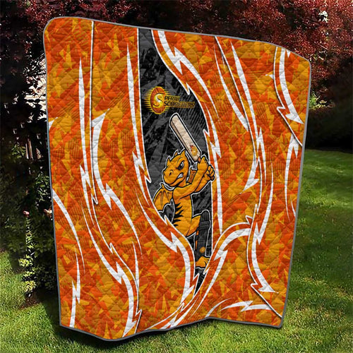 Perth Scorchers Quilt Flaming Lightning Storm Geometric Sports Mascot Art