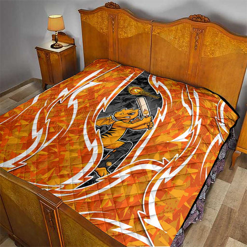 Perth Scorchers Quilt Flaming Lightning Storm Geometric Sports Mascot Art