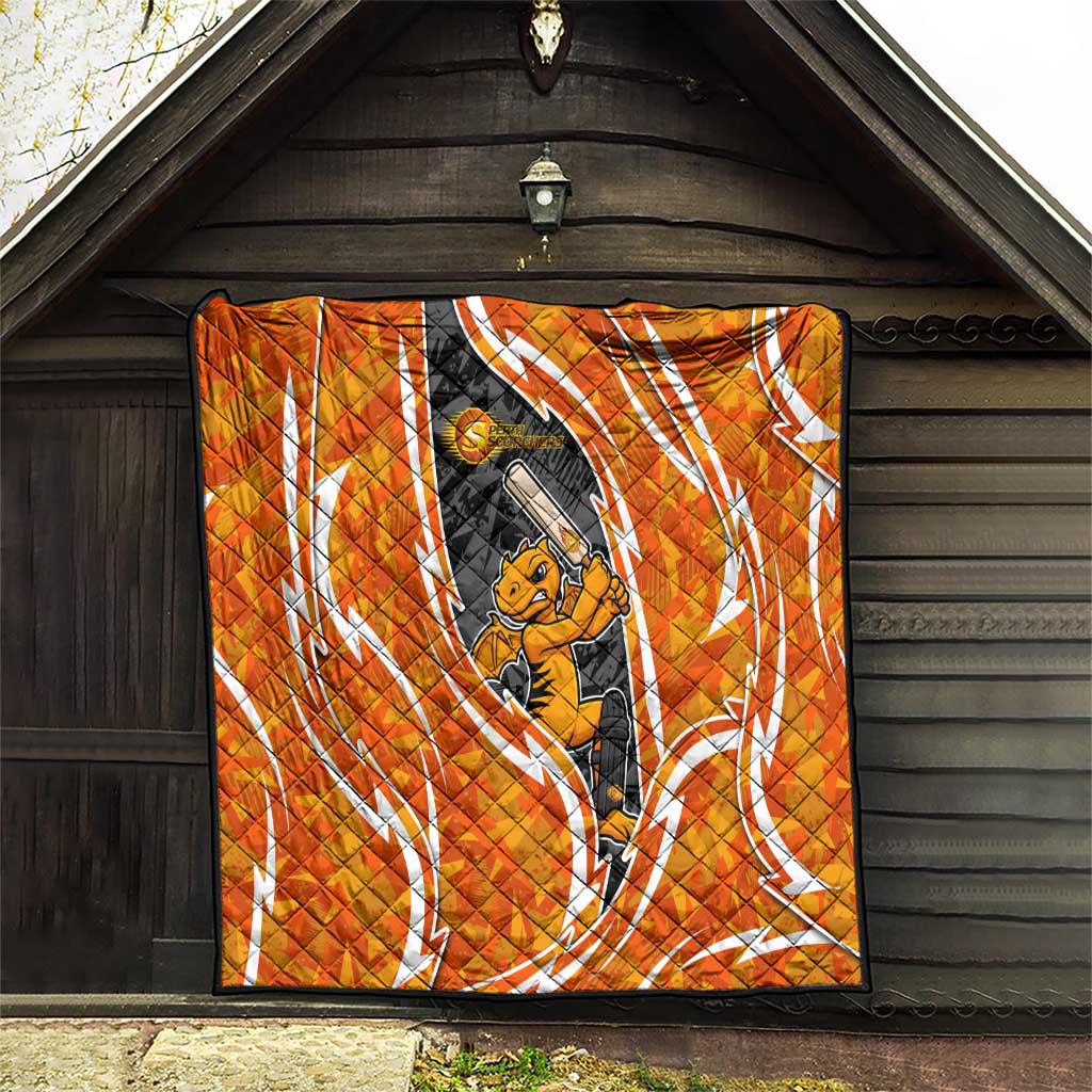 Perth Scorchers Quilt Flaming Lightning Storm Geometric Sports Mascot Art