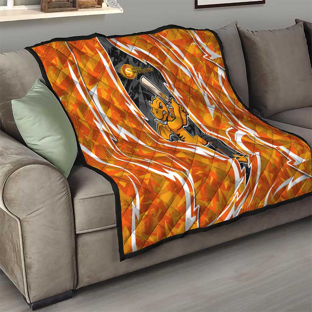 Perth Scorchers Quilt Flaming Lightning Storm Geometric Sports Mascot Art