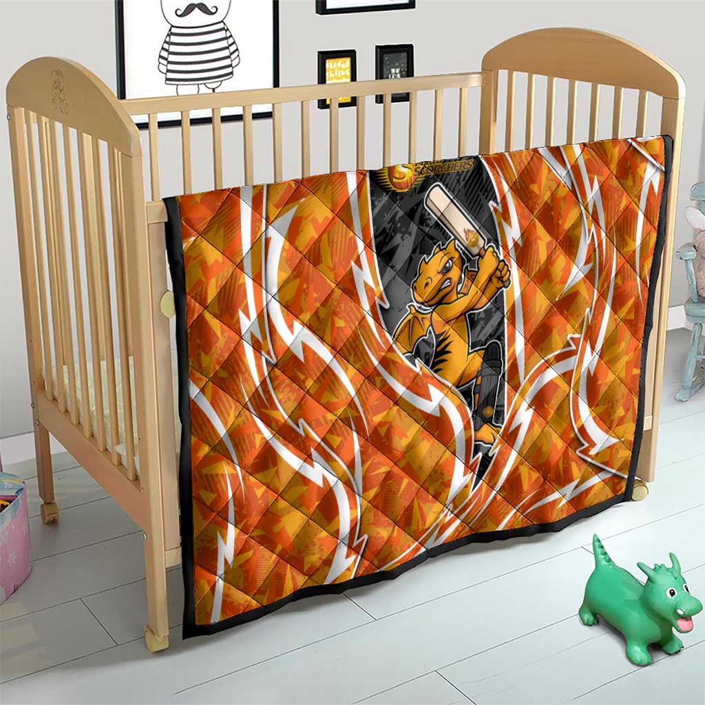 Perth Scorchers Quilt Flaming Lightning Storm Geometric Sports Mascot Art