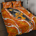 Perth Scorchers Quilt Bed Set Flaming Lightning Storm Geometric Sports Mascot Art
