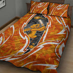 Perth Scorchers Quilt Bed Set Flaming Lightning Storm Geometric Sports Mascot Art