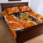 Perth Scorchers Quilt Bed Set Flaming Lightning Storm Geometric Sports Mascot Art