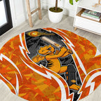 Perth Scorchers Round Carpet Flaming Lightning Storm Geometric Sports Mascot Art