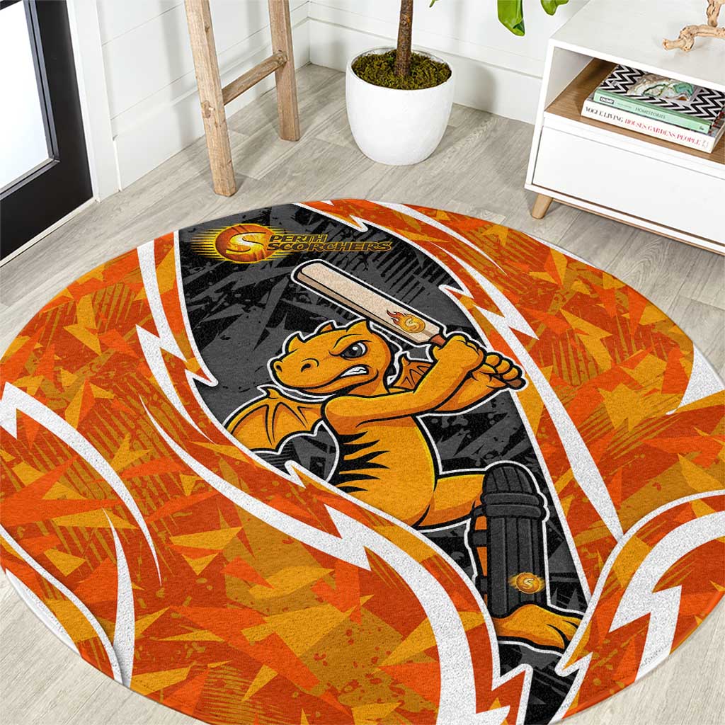 Perth Scorchers Round Carpet Flaming Lightning Storm Geometric Sports Mascot Art