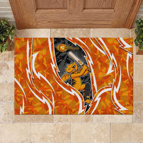 Perth Scorchers Rubber Doormat Flaming Lightning Storm Geometric Sports Mascot Art