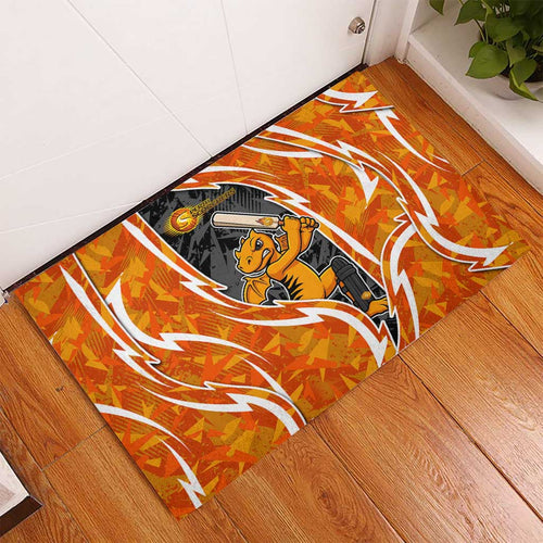 Perth Scorchers Rubber Doormat Flaming Lightning Storm Geometric Sports Mascot Art