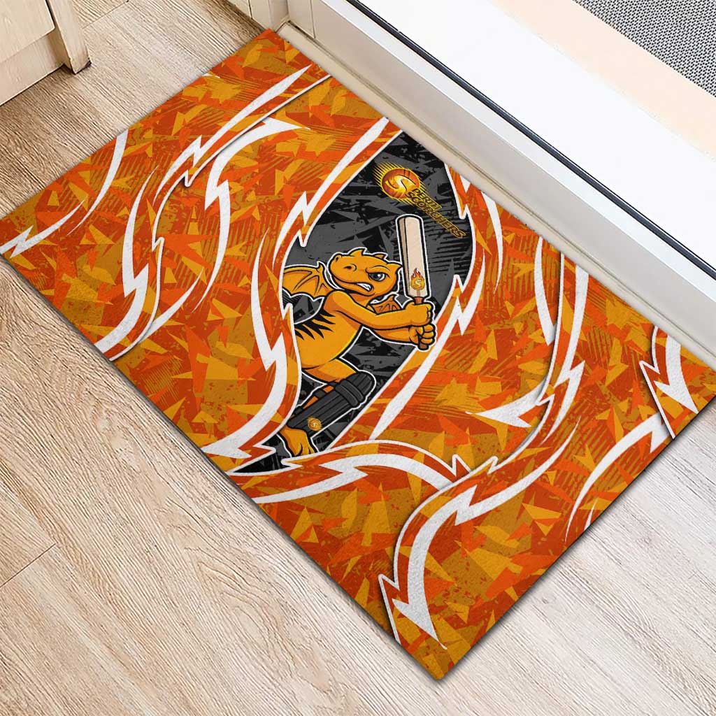 Perth Scorchers Rubber Doormat Flaming Lightning Storm Geometric Sports Mascot Art