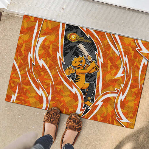 Perth Scorchers Rubber Doormat Flaming Lightning Storm Geometric Sports Mascot Art