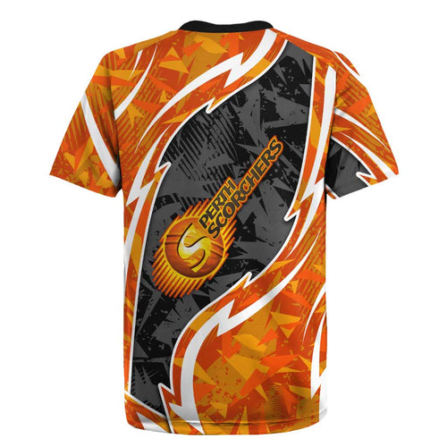 Perth Scorchers Rugby Jersey Flaming Lightning Storm Geometric Sports Mascot Art