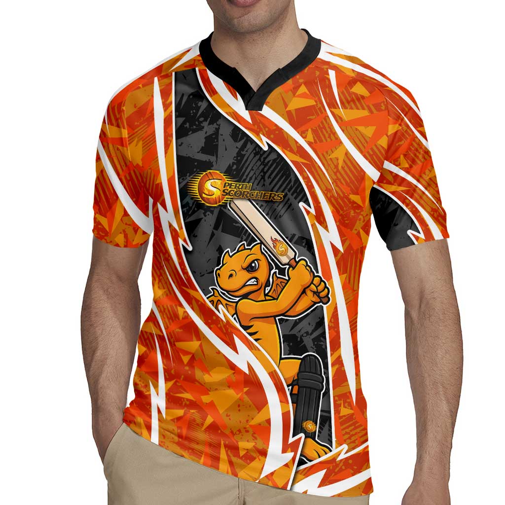 Perth Scorchers Rugby Jersey Flaming Lightning Storm Geometric Sports Mascot Art