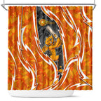 Perth Scorchers Shower Curtain Flaming Lightning Storm Geometric Sports Mascot Art