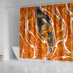 Perth Scorchers Shower Curtain Flaming Lightning Storm Geometric Sports Mascot Art