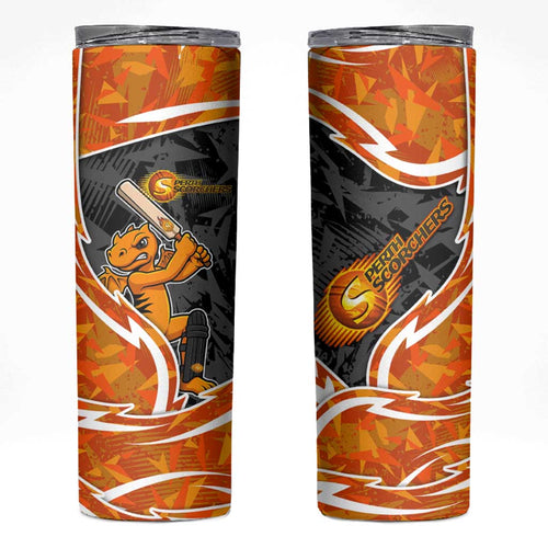 Perth Scorchers Skinny Tumbler Flaming Lightning Storm Geometric Sports Mascot Art