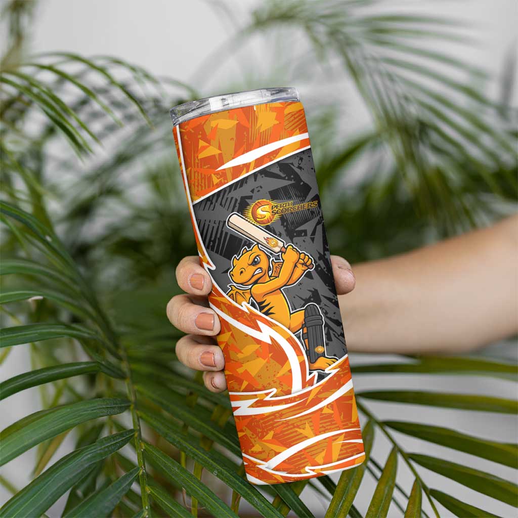 Perth Scorchers Skinny Tumbler Flaming Lightning Storm Geometric Sports Mascot Art