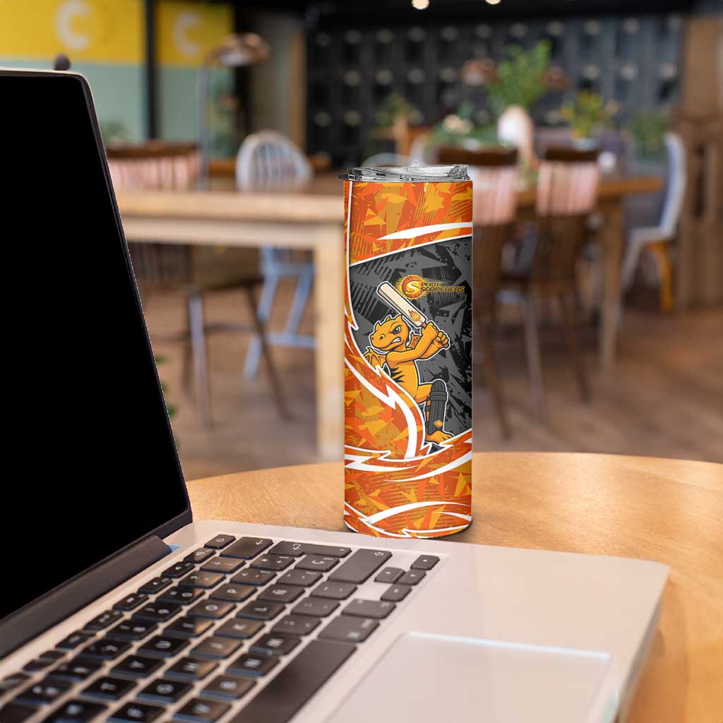 Perth Scorchers Skinny Tumbler Flaming Lightning Storm Geometric Sports Mascot Art