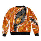 Perth Scorchers Sleeve Zip Bomber Jacket Flaming Lightning Storm Geometric Sports Mascot Art