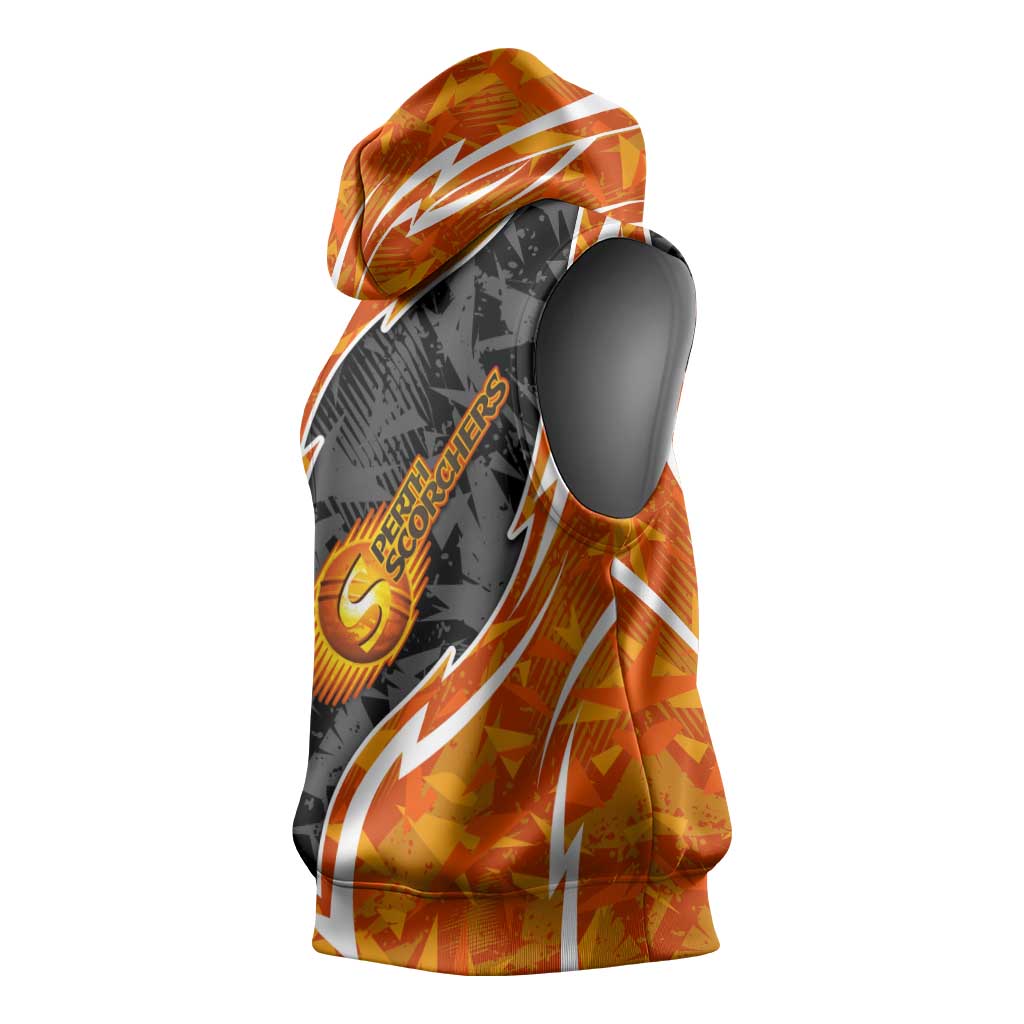 Perth Scorchers Sleeveless Hoodie Flaming Lightning Storm Geometric Sports Mascot Art