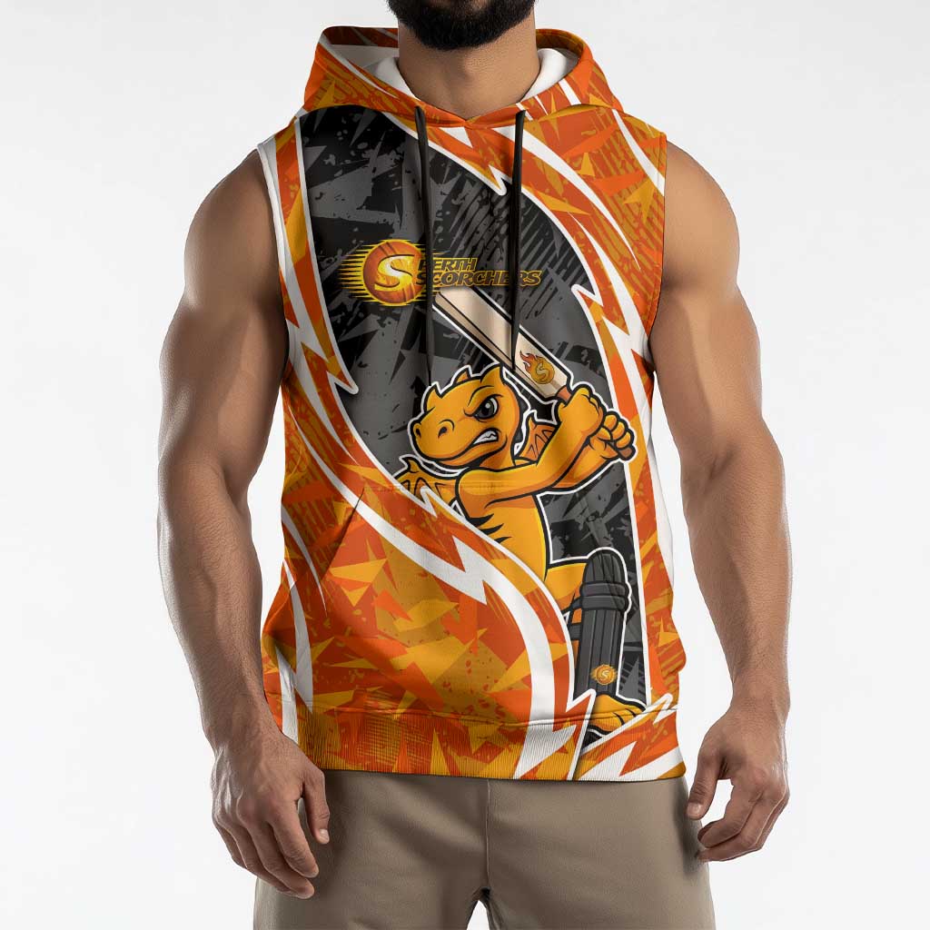 Perth Scorchers Sleeveless Hoodie Flaming Lightning Storm Geometric Sports Mascot Art