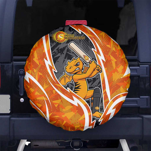 Perth Scorchers Spare Tire Cover Flaming Lightning Storm Geometric Sports Mascot Art