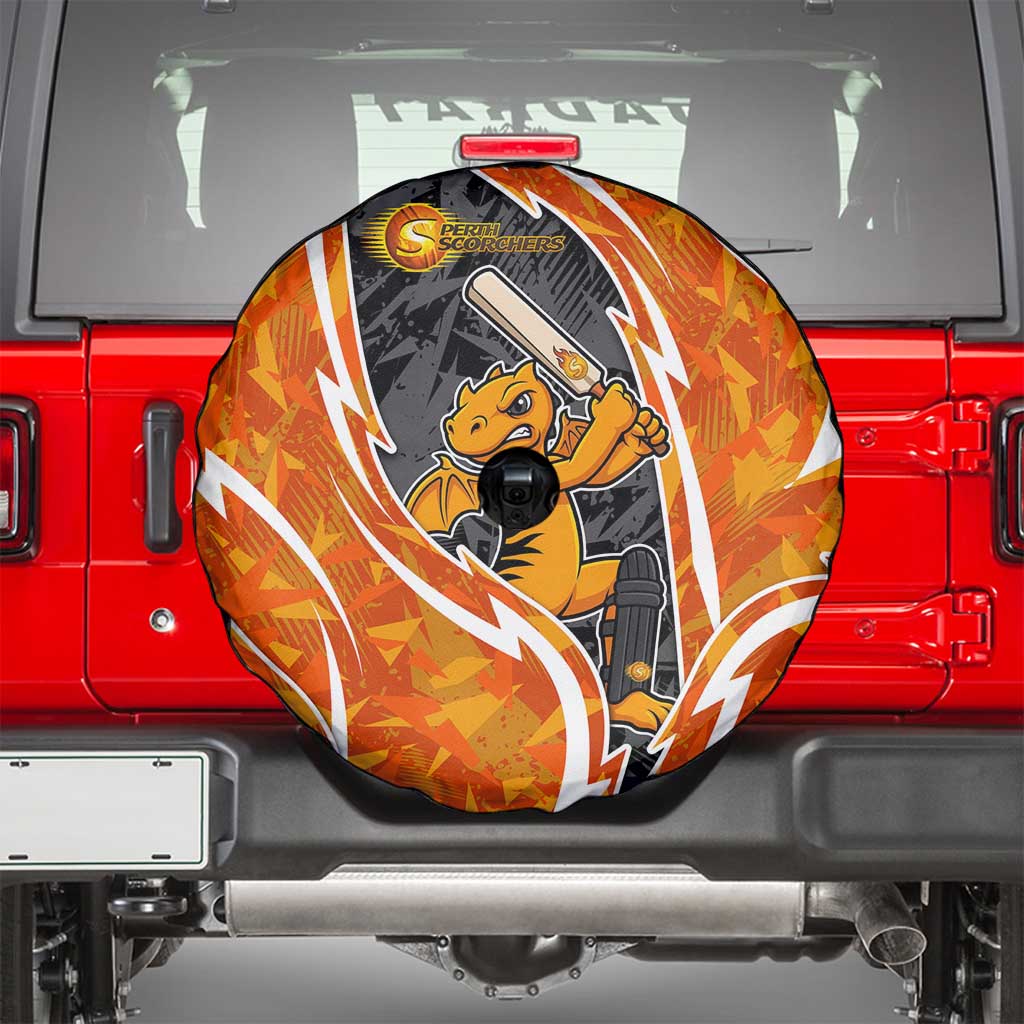 Perth Scorchers Spare Tire Cover Flaming Lightning Storm Geometric Sports Mascot Art